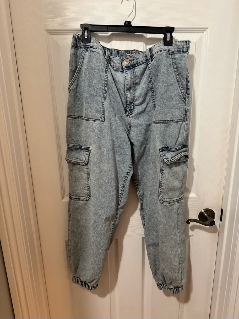 SO Light Wash Denim Cargo Joggers